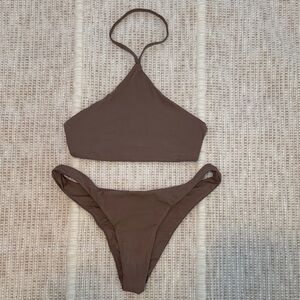 Toast Swim Bikini Top XS Bottom S Dark Taupe